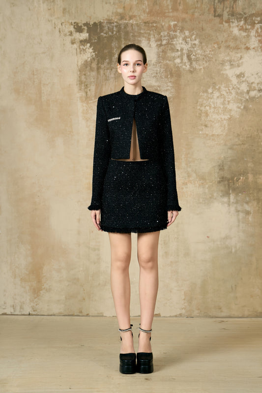 The Cropped Sequin Tweed Jacket