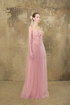 Floral Rosé Corset Maxi Dress