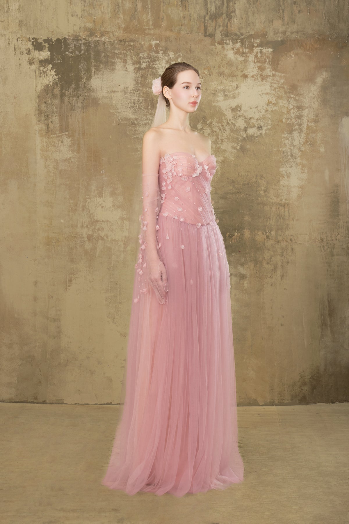 Floral Rosé Corset Maxi Dress