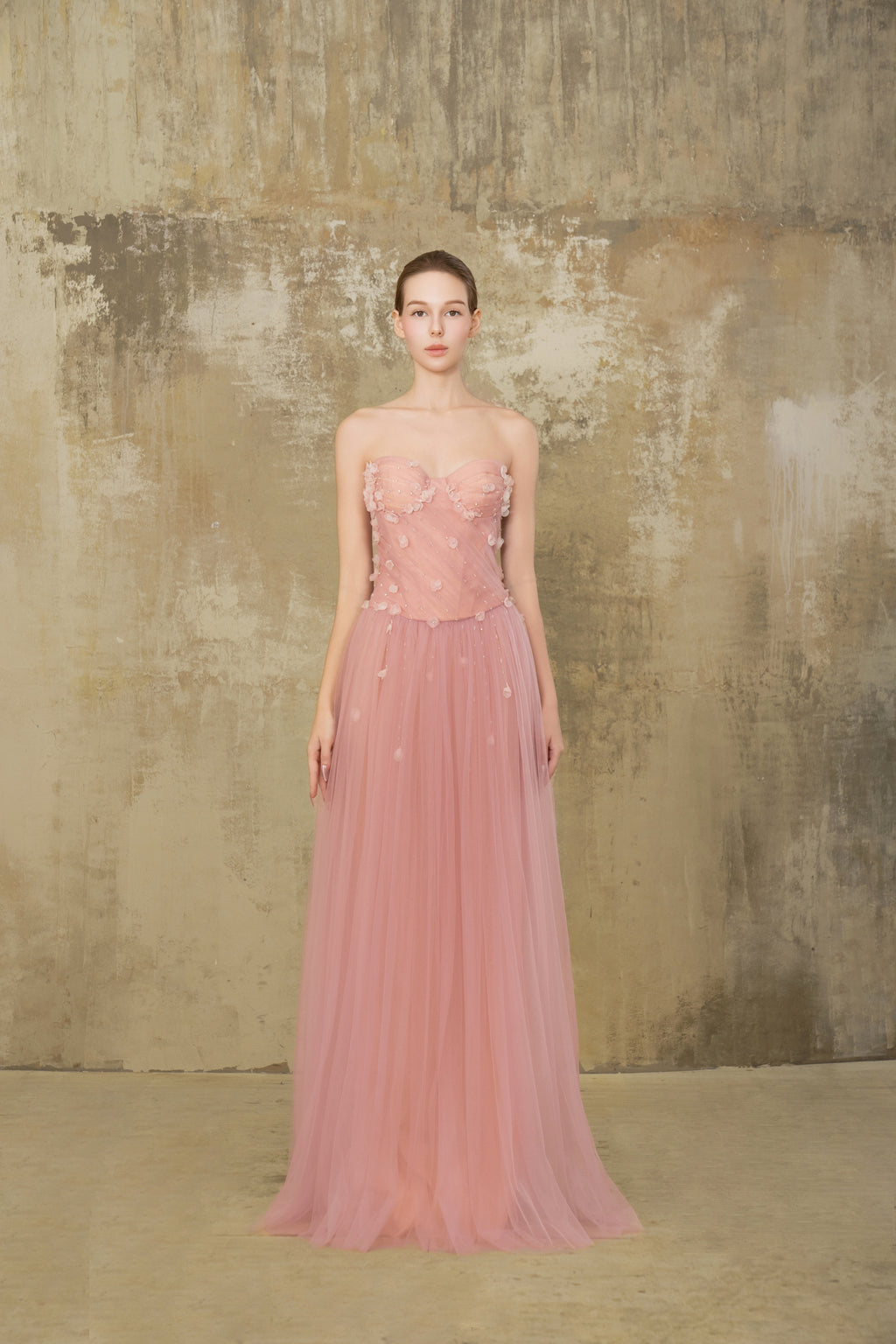 Floral Rosé Corset Maxi Dress