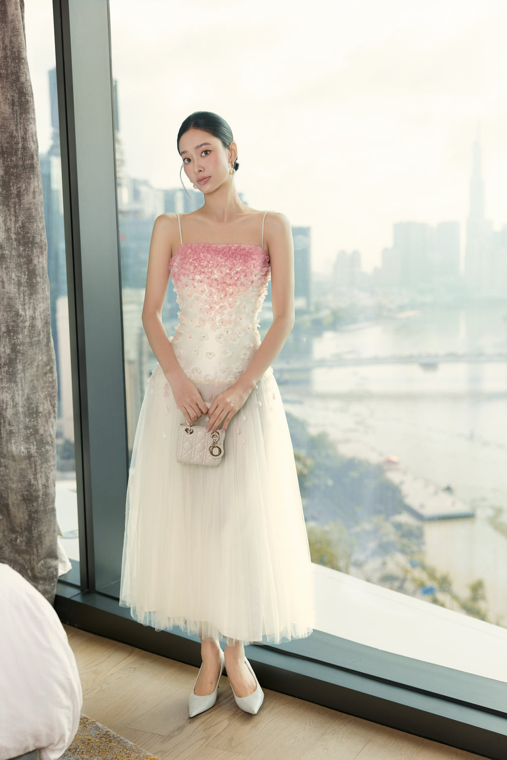 Bridal Waterfall of Blooms Midi Dress