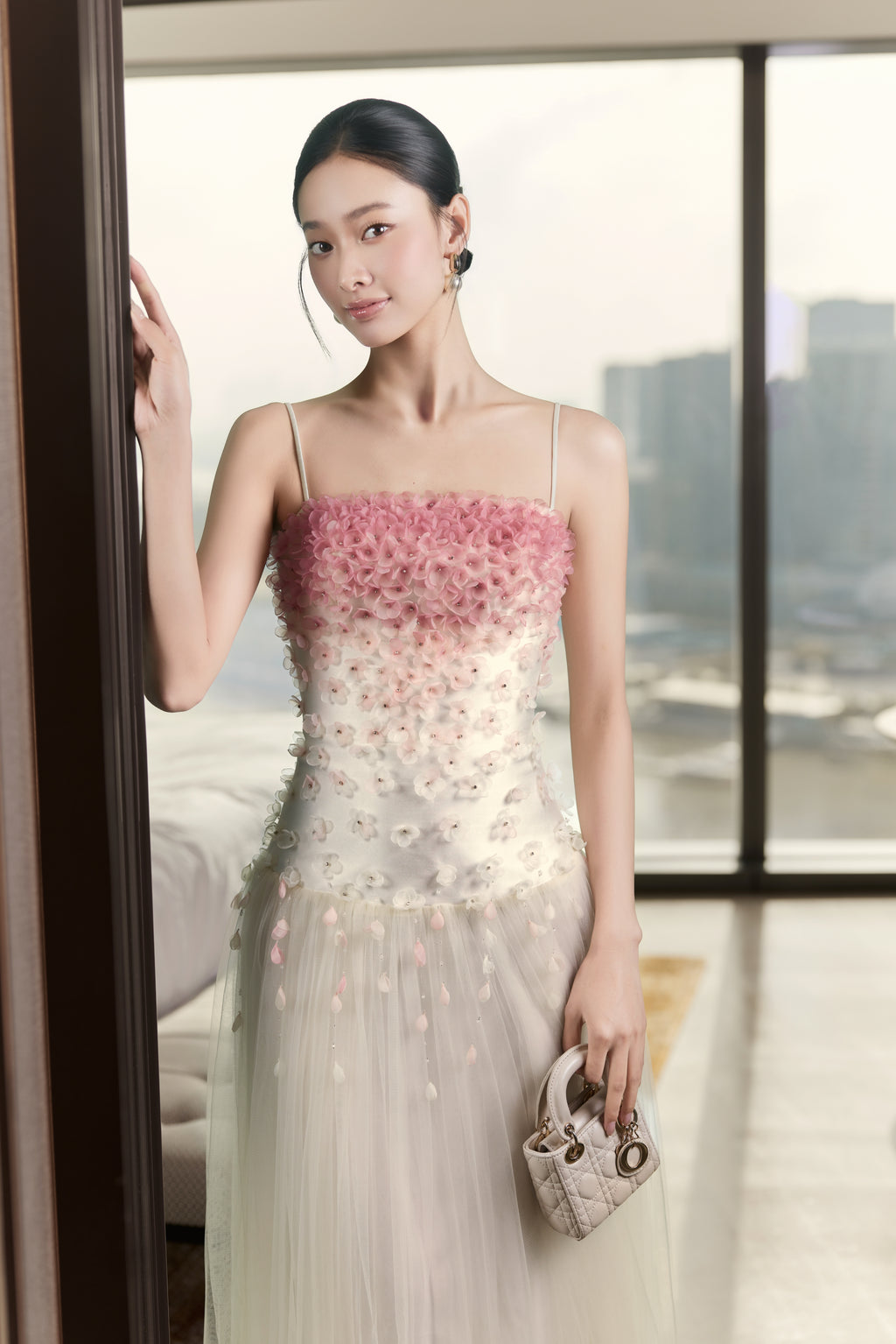 Bridal Waterfall of Blooms Midi Dress