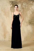 Black Crystal Corset Maxi Dress