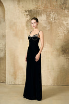 Black Crystal Corset Maxi Dress