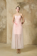 Blush Cascade Midi Dress