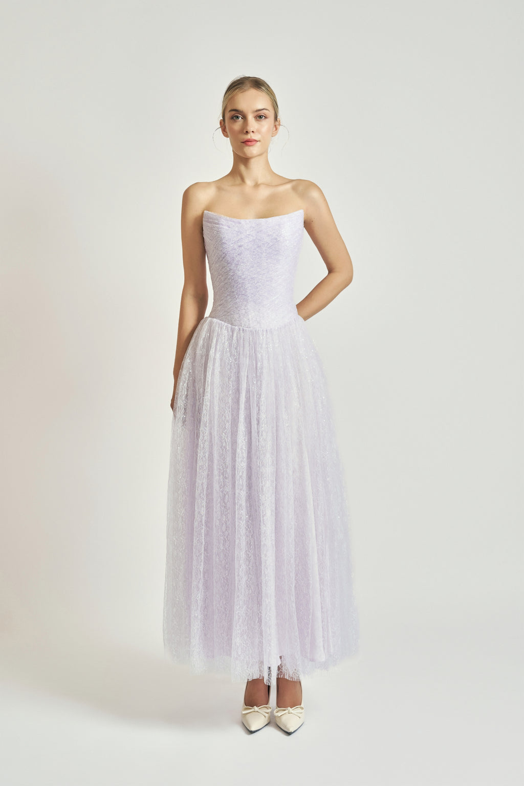 Blush Strapless Lace Dress