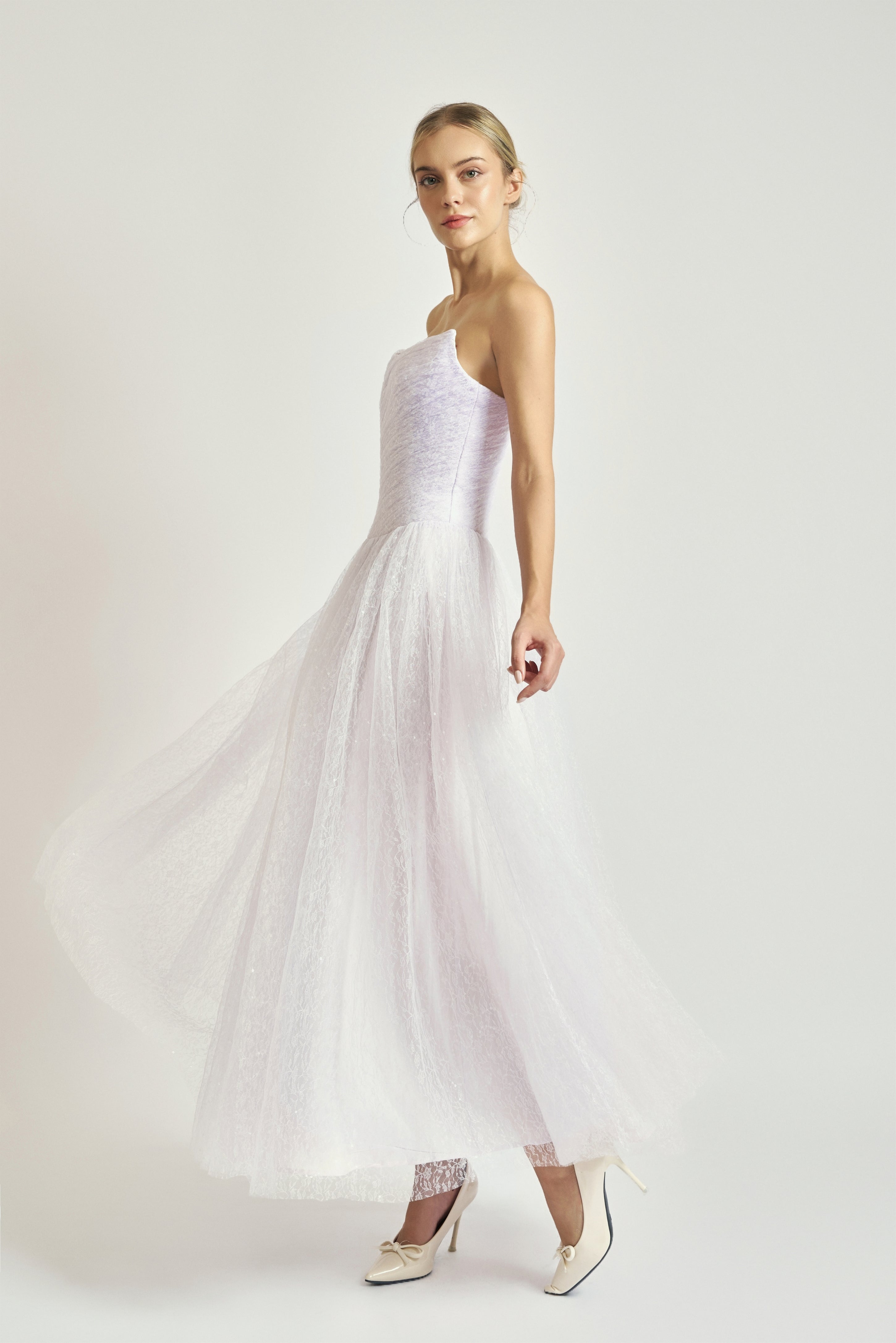 Blush Strapless Lace Dress