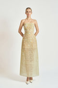 Floral Embellished Strapless A-Line Midi