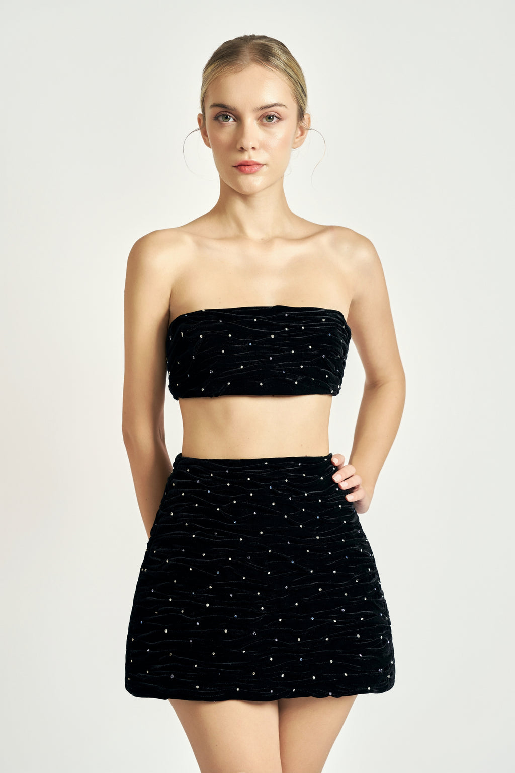 Crystal-Embellished Mini Skirt