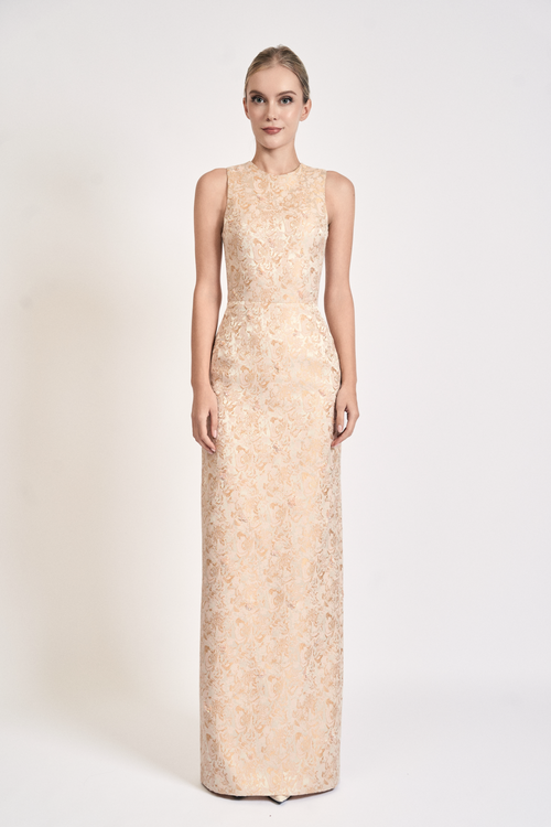 Butterfly Embellished Brocade Maxi
