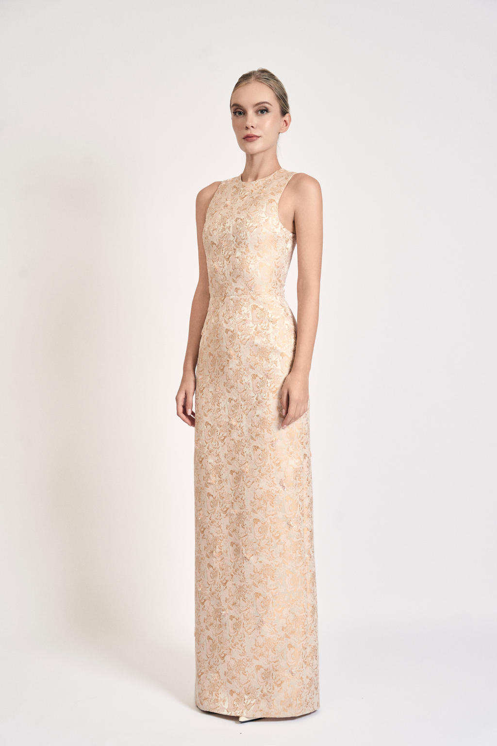 Butterfly Embellished Brocade Maxi