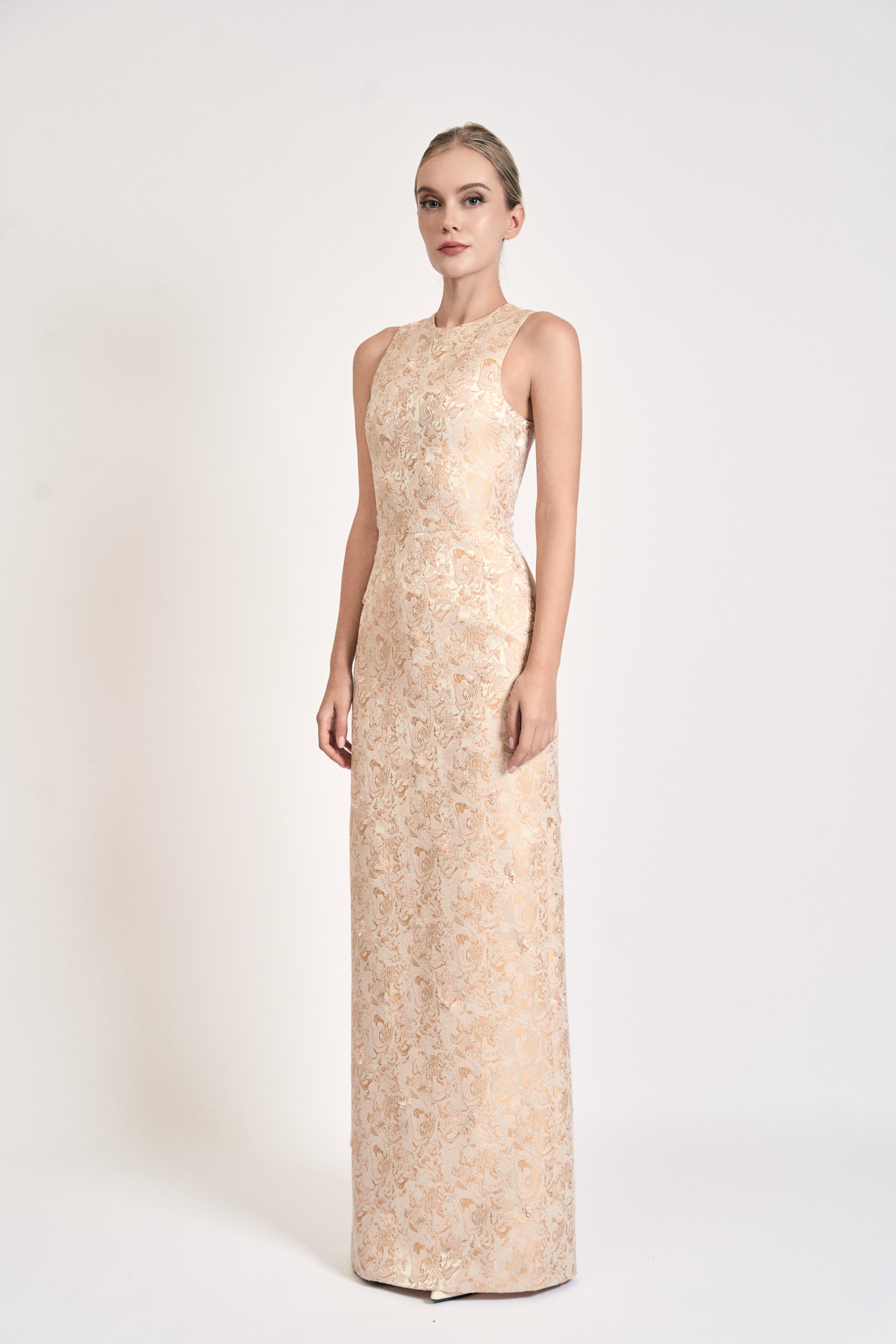 Butterfly Embellished Brocade Maxi