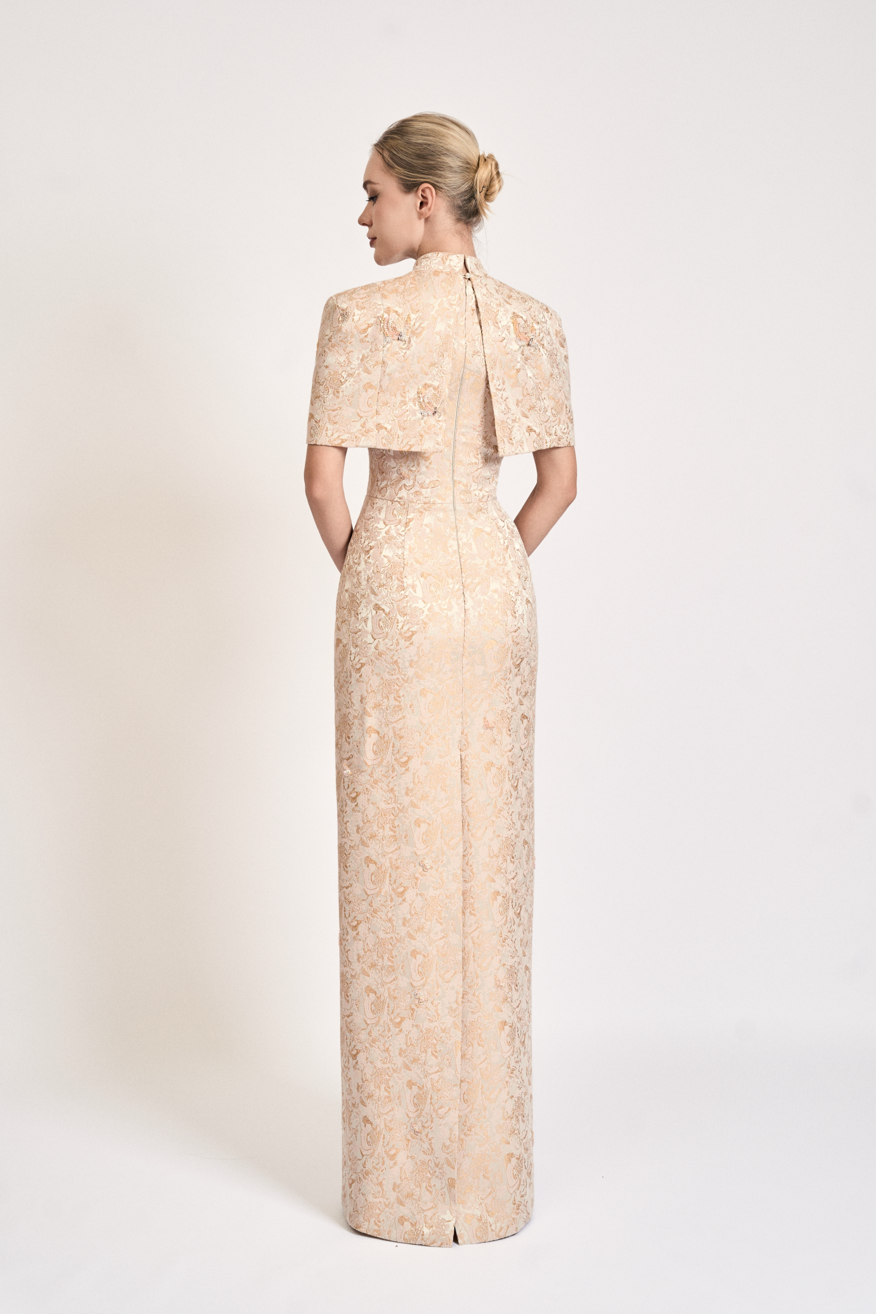 Butterfly Embellished Brocade Maxi