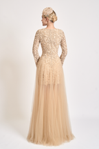Nude Bloom Lace Maxi Dress