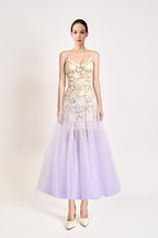 Violet Bloom Midi Dress