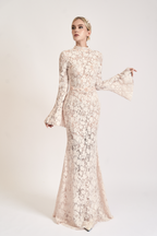 Ivory Lace High-Neck Mermaid Gown