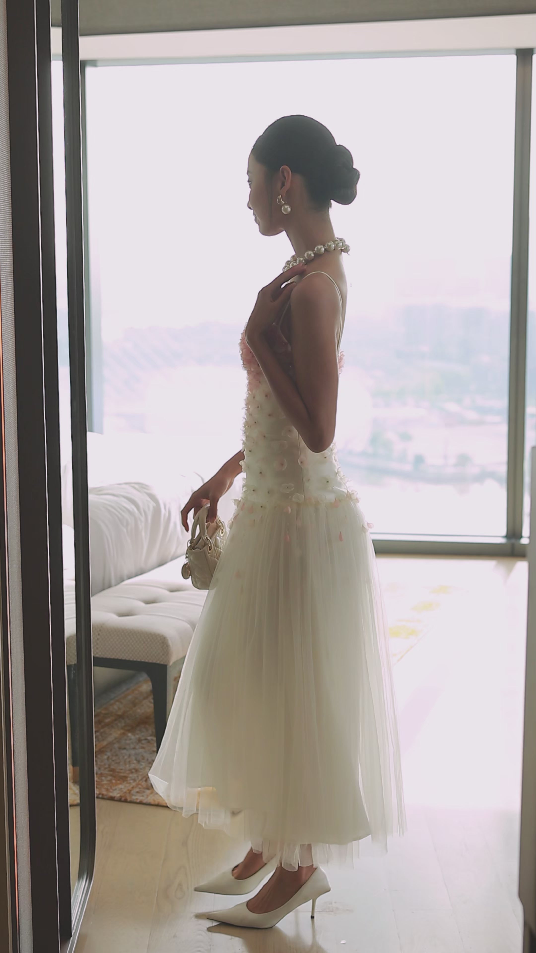Bridal Waterfall of Blooms Midi Dress