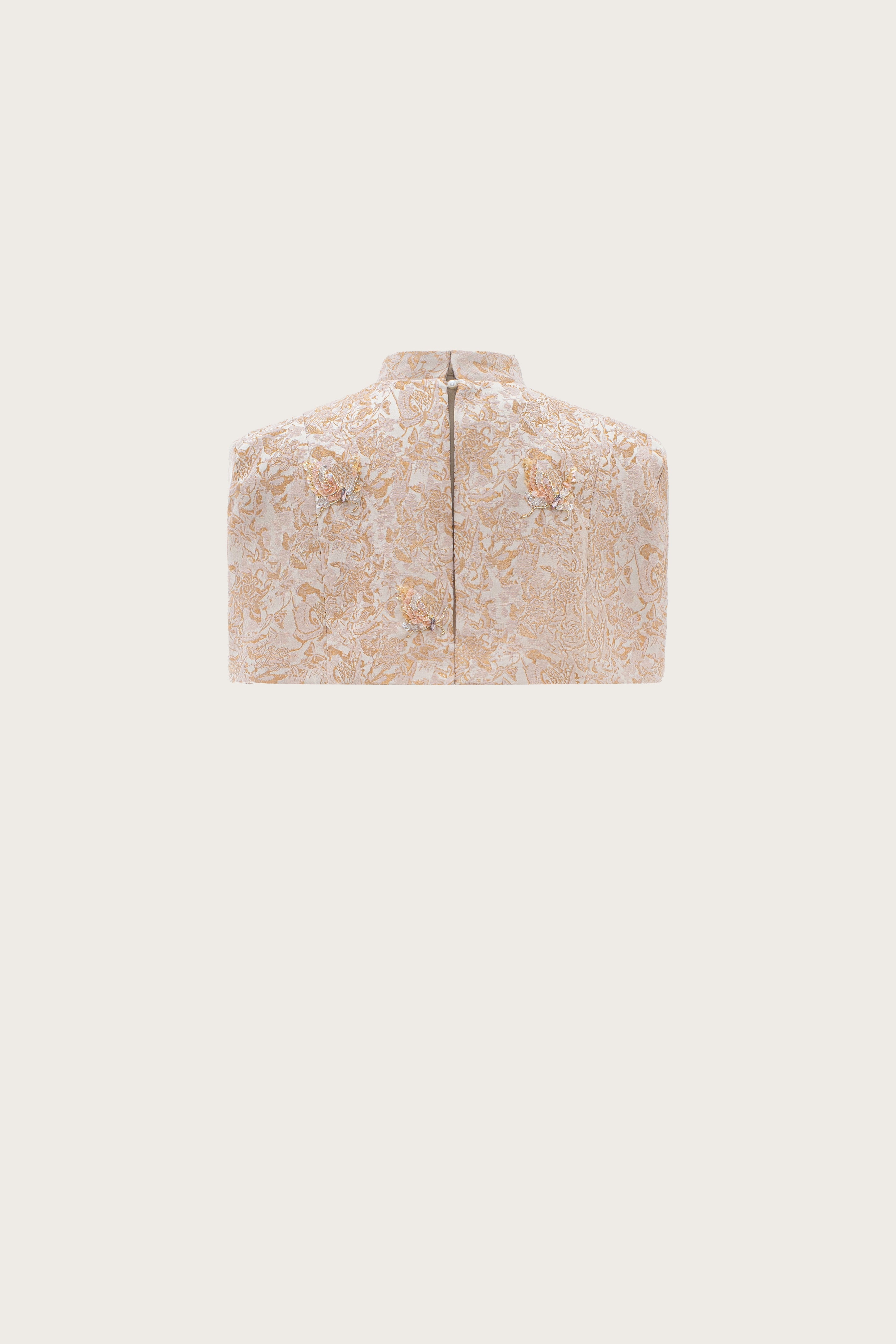 Butterfly Embellished Brocade Short Cape