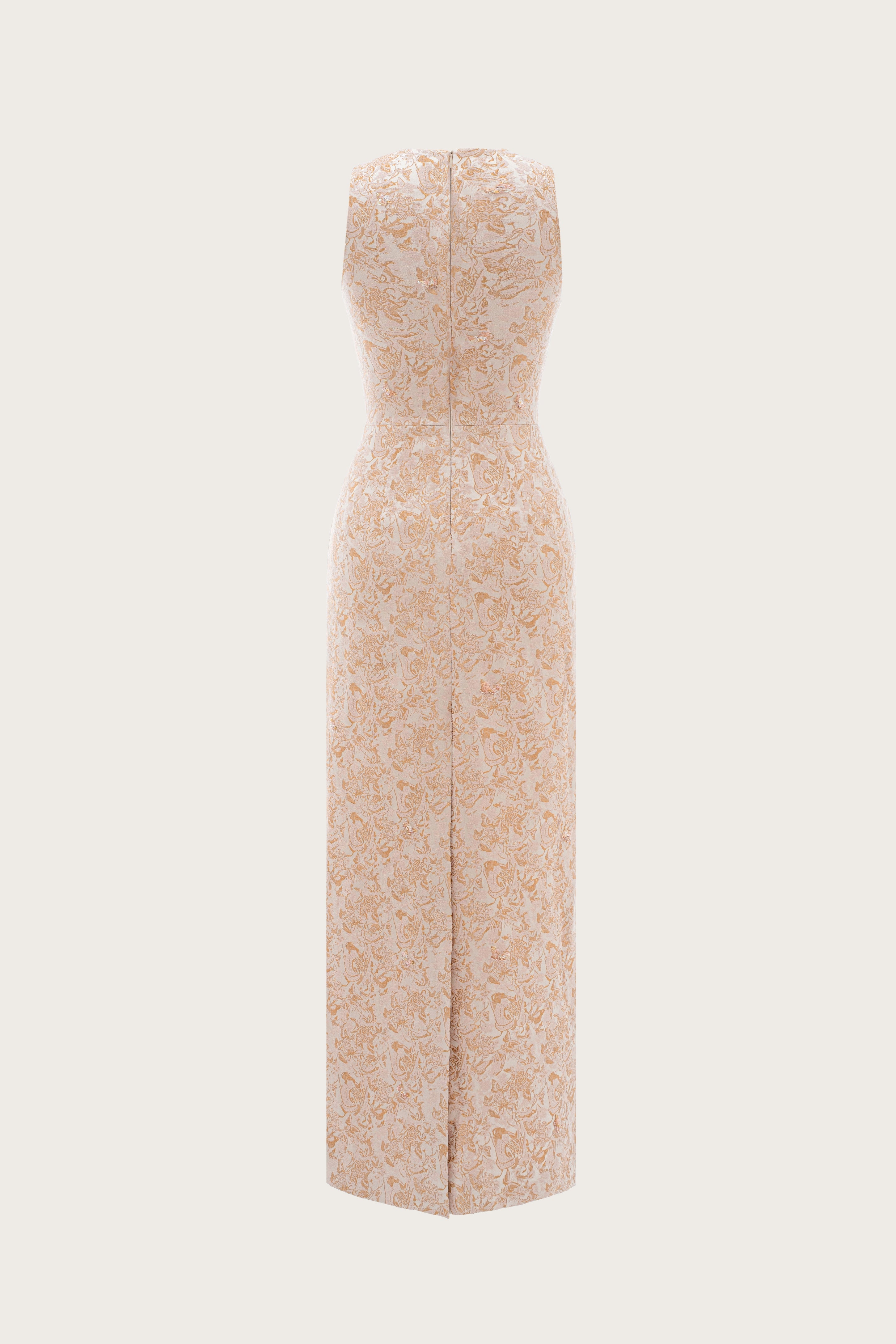 Butterfly Embellished Brocade Maxi