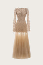 Nude Bloom Lace Maxi Dress
