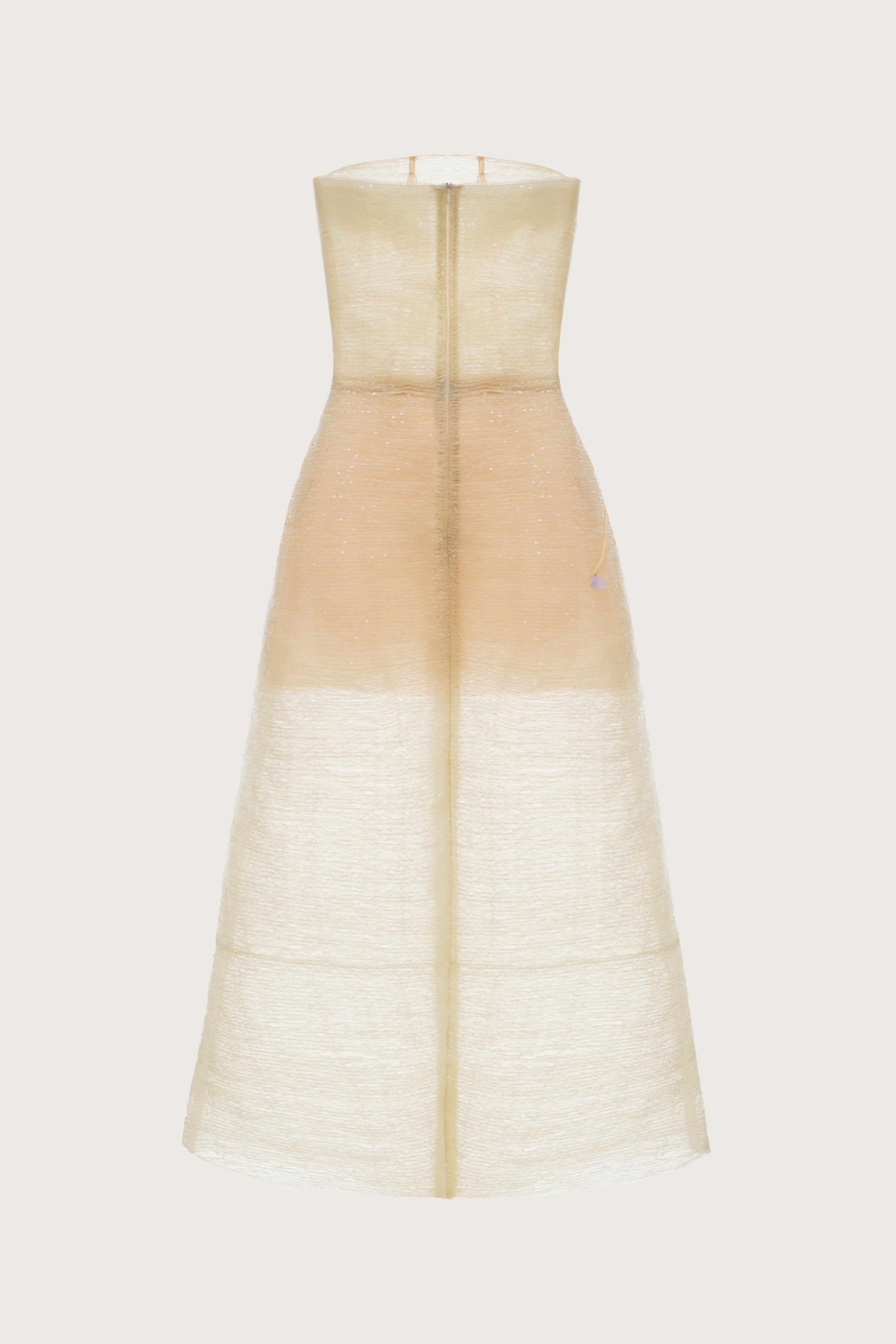 Floral Embellished Strapless A-Line Midi