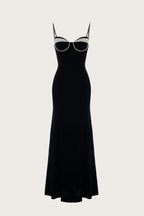 Black Crystal Corset Maxi Dress