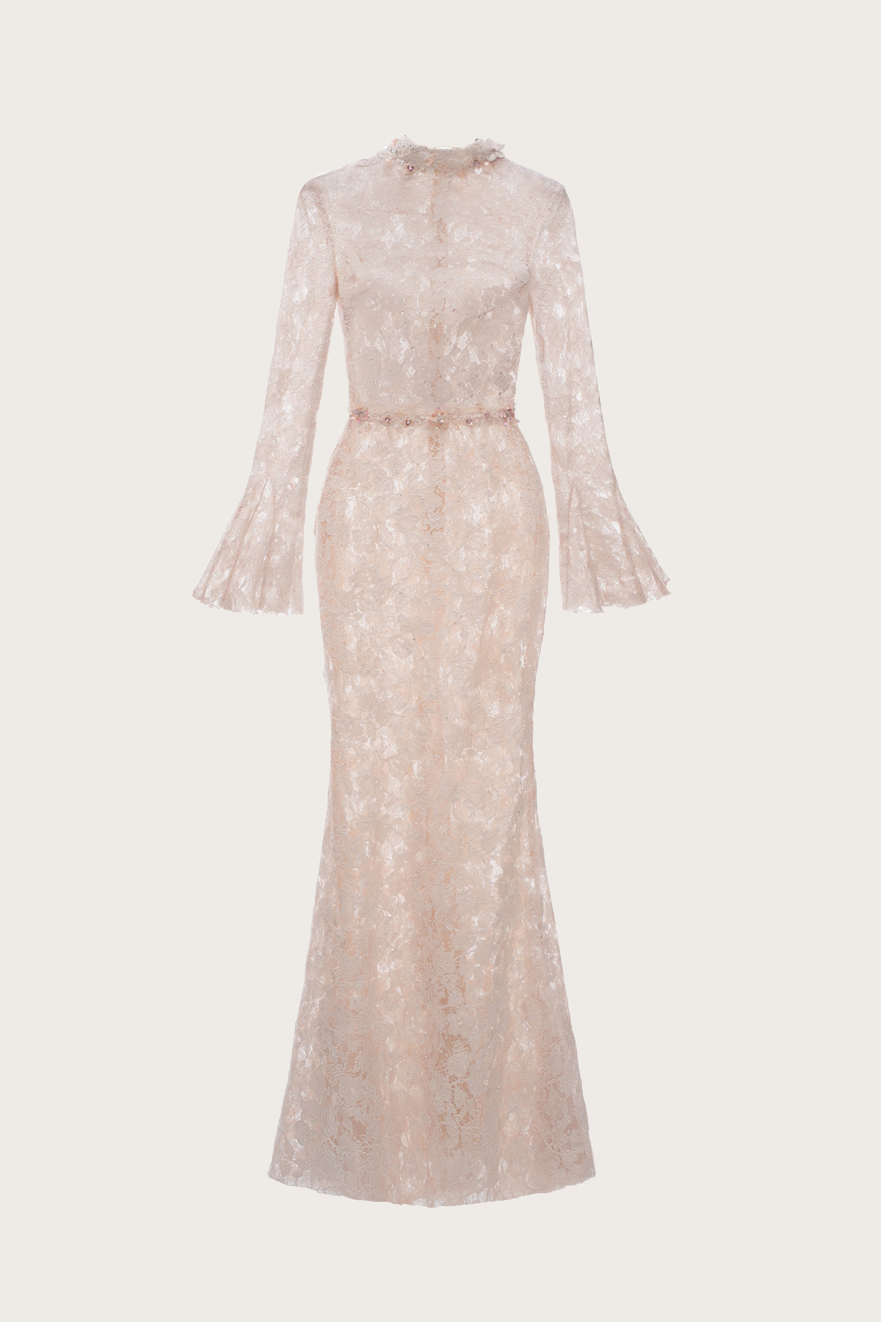 Ivory Lace High-Neck Mermaid Gown